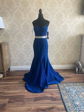 BNWT Jovani Royal Blue Evening Dress with Beaded Accent